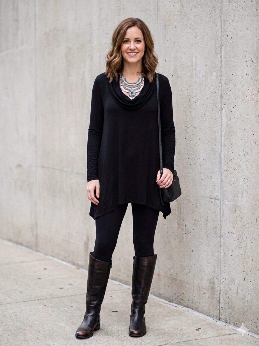 JG Generation Black Cowl Neck Tunic Top Size 14